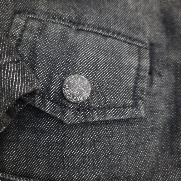 Harley Davidson Denim Moto Jacket Womens XL Dark Gray Slim Fitted Full Zip - Picture 6 of 10